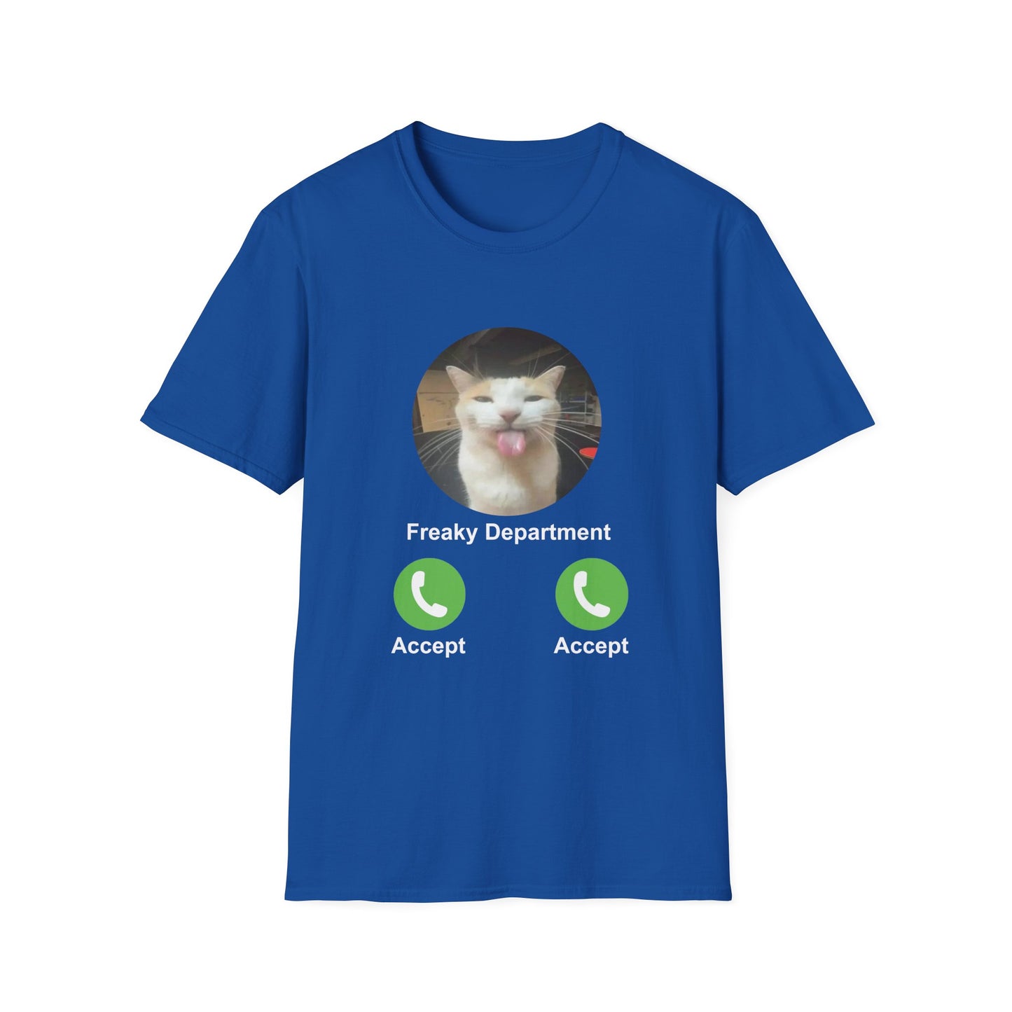 Funny Cat Unisex Softstyle T-Shirt - 'Freaky Department' Graphic Tee