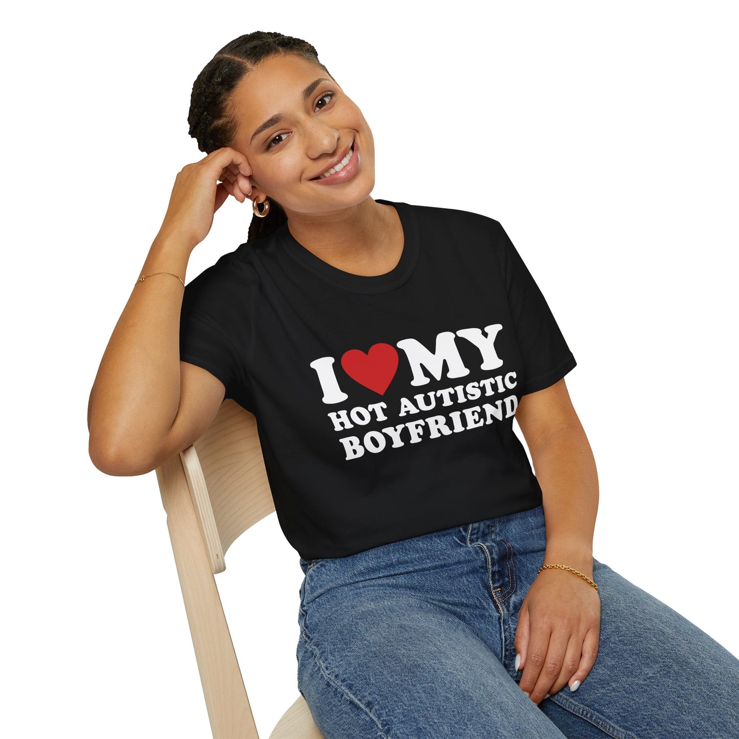 Funny I Love My Hot Autistic Boyfriend Unisex Softstyle T-Shirt