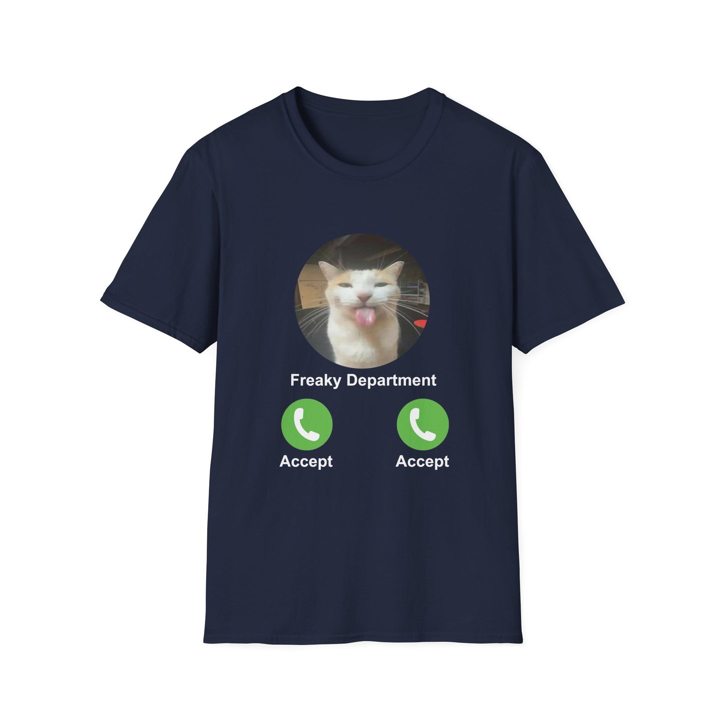 Funny Cat Unisex Softstyle T-Shirt - 'Freaky Department' Graphic Tee